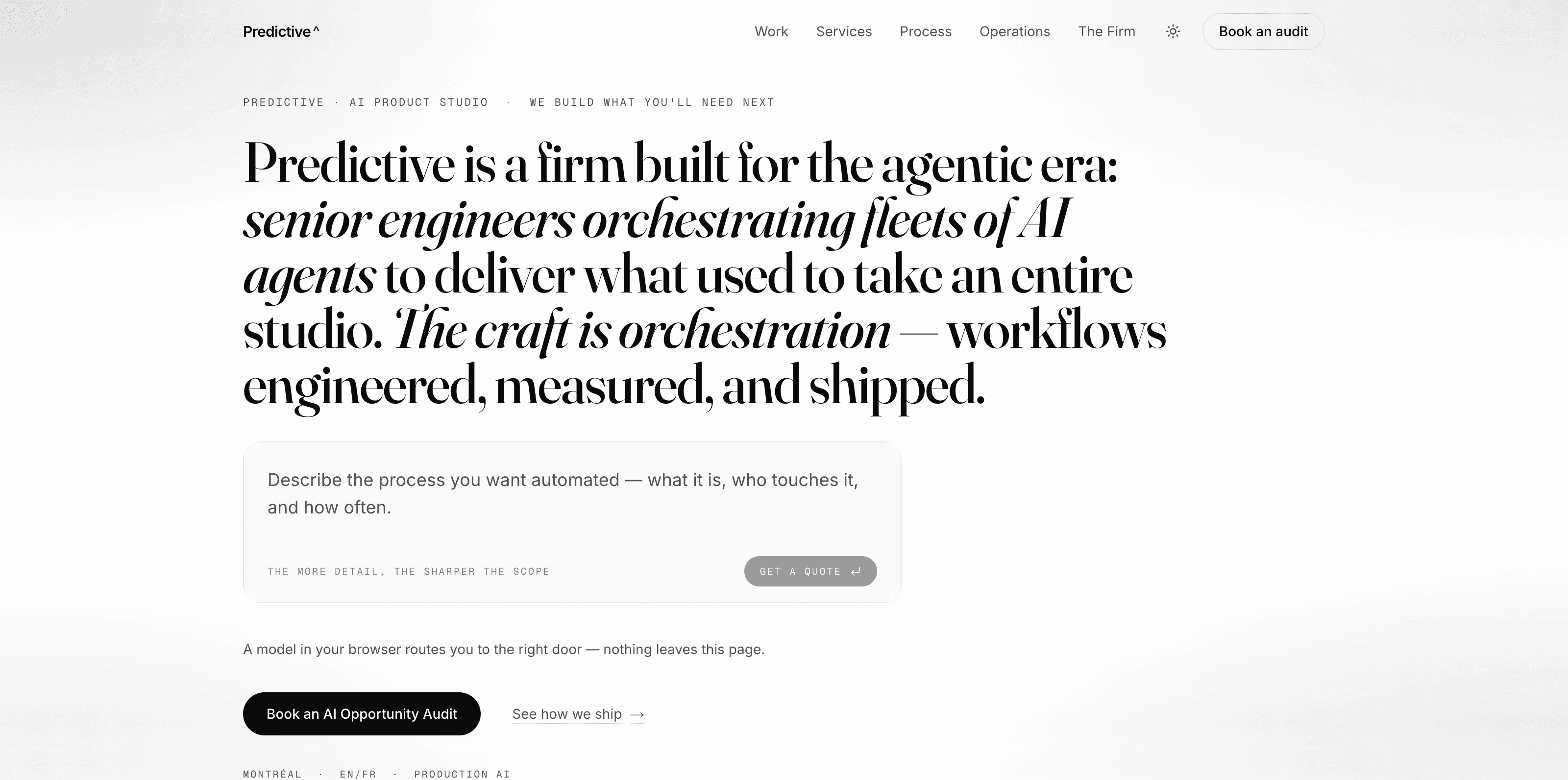 predictive.company — a firm built for the agentic era, orchestrating fleets of AI agents